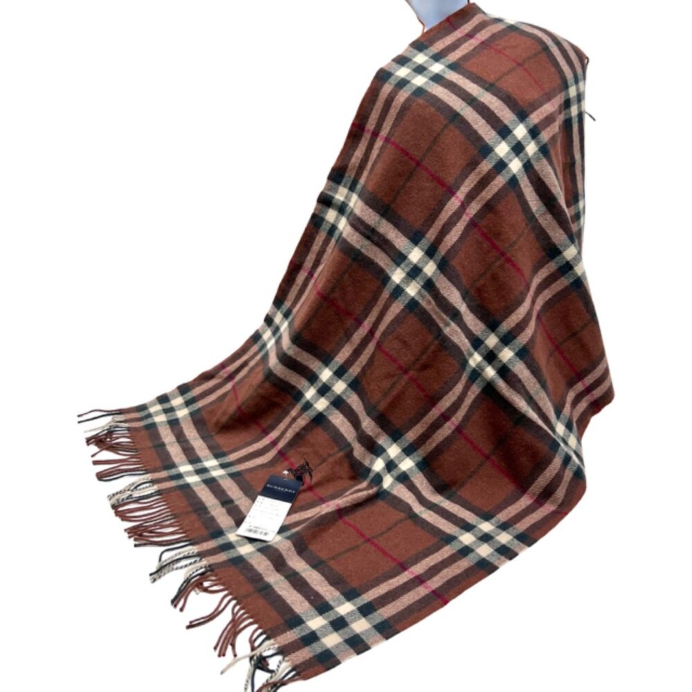 Tag On-Burberrys Scarf/Shawl 100% Lambwool Bugendy Plaid Embroid 50"x27" (18 - Picture 1 of 14